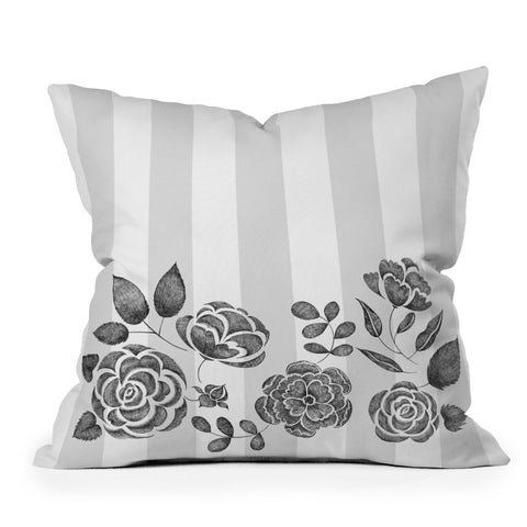 Pimlada Phuapradit Peony Stencil Throw Pillow