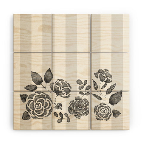 Pimlada Phuapradit Peony Stencil Wood Wall Mural