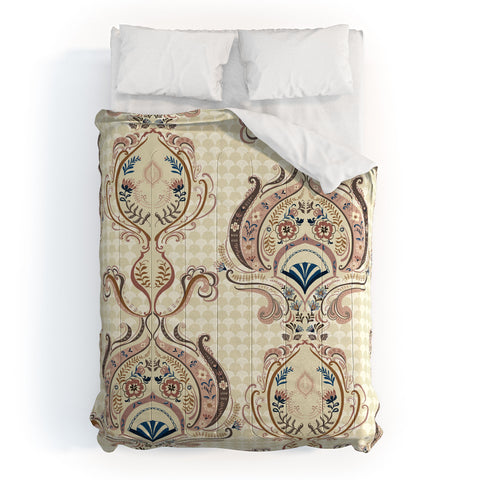 Pimlada Phuapradit Pink and Off white Floral Damasks Comforter