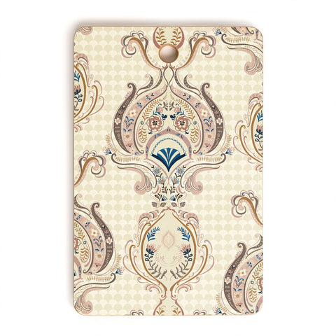 Pimlada Phuapradit Pink and Off white Floral Damasks Cutting Board Rectangle
