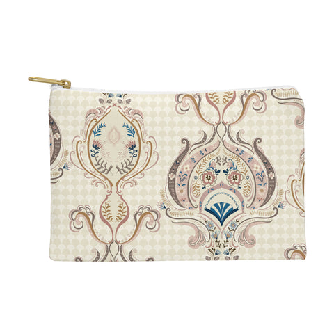Pimlada Phuapradit Pink and Off white Floral Damasks Pouch