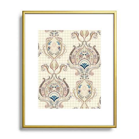 Pimlada Phuapradit Pink and Off white Floral Damasks Metal Framed Art Print