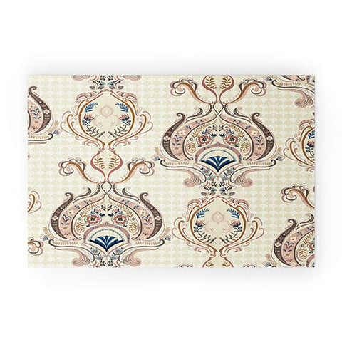 Pimlada Phuapradit Pink and Off white Floral Damasks Welcome Mat