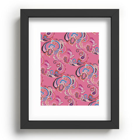 Pimlada Phuapradit Pink Paisley Birds Recessed Framing Rectangle
