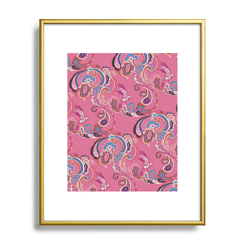 Pimlada Phuapradit Pink Paisley Birds Metal Framed Art Print