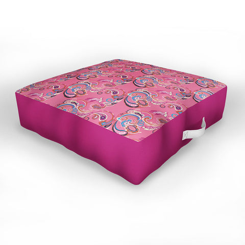 Pimlada Phuapradit Pink Paisley Birds Outdoor Floor Cushion