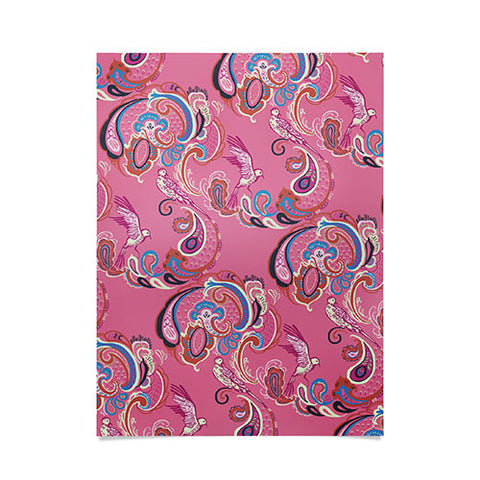 Pimlada Phuapradit Pink Paisley Birds Poster