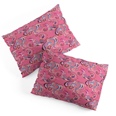 Pimlada Phuapradit Pink Paisley Birds Pillow Shams