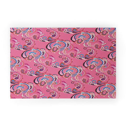 Pimlada Phuapradit Pink Paisley Birds Welcome Mat
