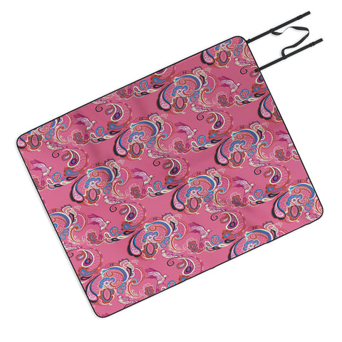 Pimlada Phuapradit Pink Paisley Birds Picnic Blanket