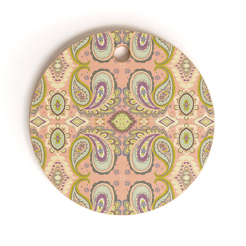 Pimlada Phuapradit Pink Paisley Cutting Board Round