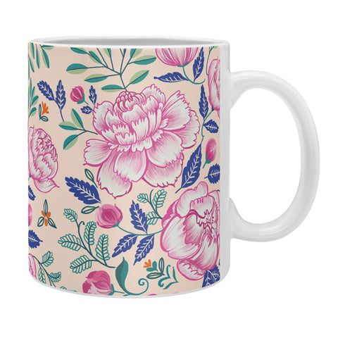 Pimlada Phuapradit Pink Peonies Pattern Coffee Mug