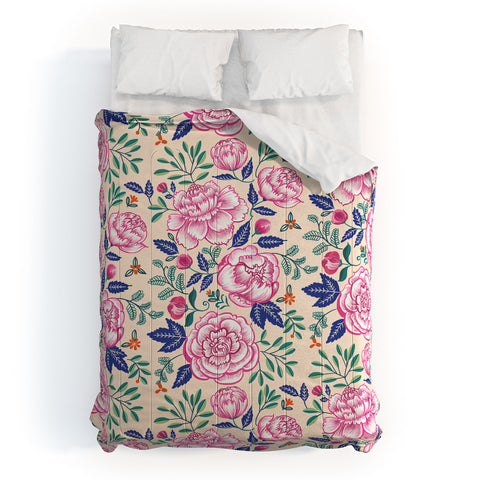 Pimlada Phuapradit Pink Peonies Pattern Comforter