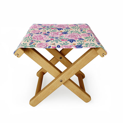 Pimlada Phuapradit Pink Peonies Pattern Folding Stool