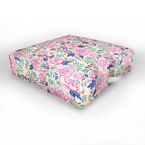 Pimlada Phuapradit Pink Peonies Pattern Outdoor Floor Cushion