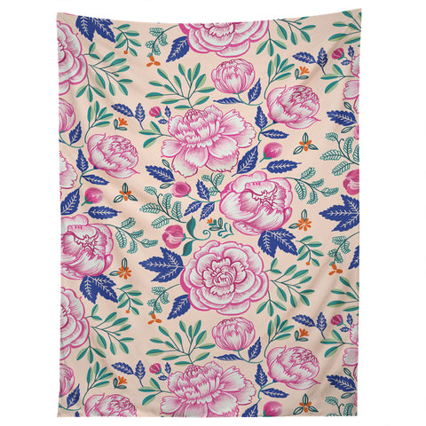 Pimlada Phuapradit Pink Peonies Pattern Tapestry