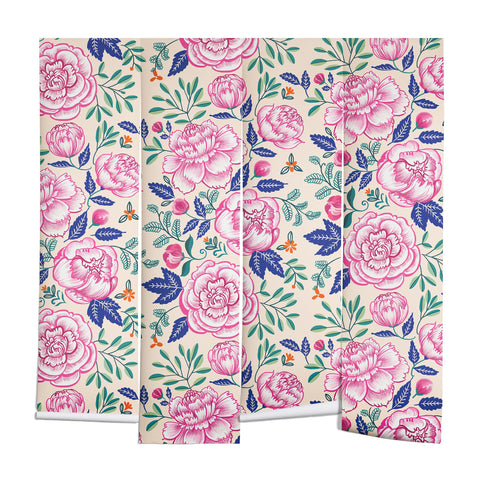 Pimlada Phuapradit Pink Peonies Pattern Wall Mural