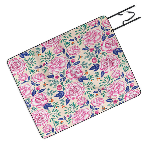 Pimlada Phuapradit Pink Peonies Pattern Picnic Blanket