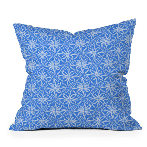 Pimlada Phuapradit Plumeria in blue Throw Pillow