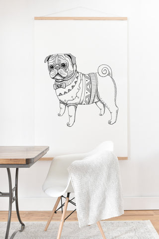Pimlada Phuapradit pug line art Art Print And Hanger