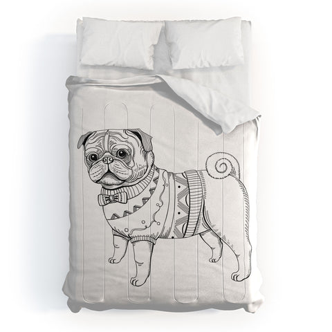 Pimlada Phuapradit pug line art Comforter