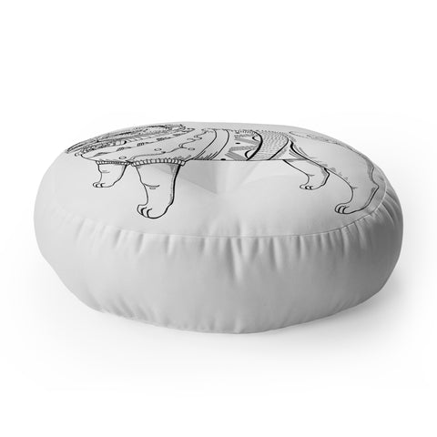 Pimlada Phuapradit pug line art Floor Pillow Round