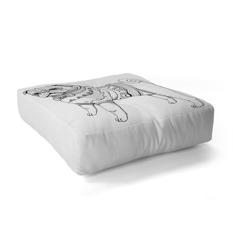 Pimlada Phuapradit pug line art Floor Pillow Square