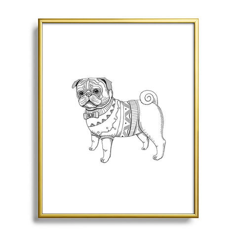 Pimlada Phuapradit pug line art Metal Framed Art Print