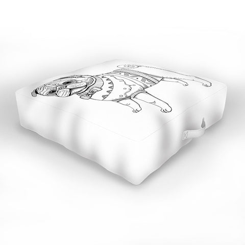 Pimlada Phuapradit pug line art Outdoor Floor Cushion