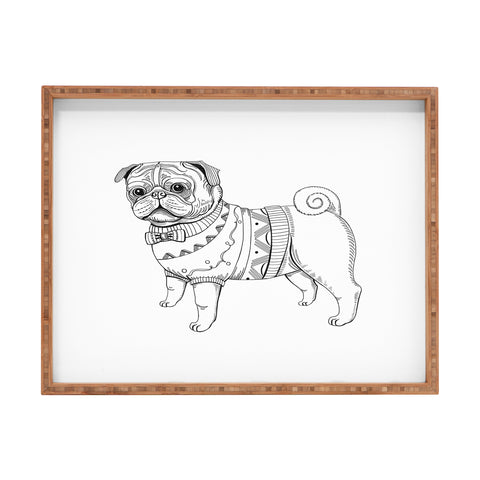 Pimlada Phuapradit pug line art Rectangular Tray