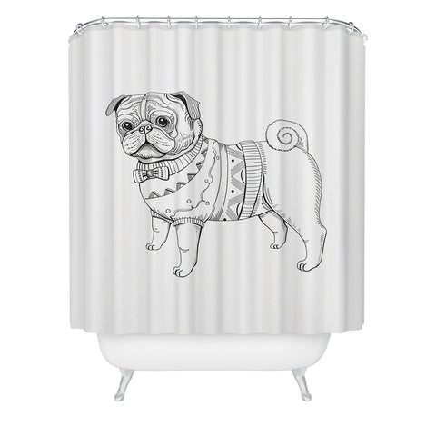 Pimlada Phuapradit pug line art Shower Curtain