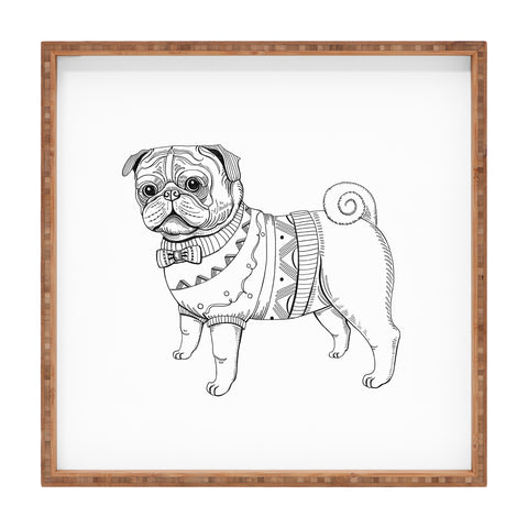Pimlada Phuapradit pug line art Square Tray