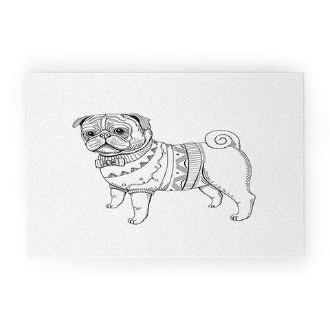 Pimlada Phuapradit pug line art Welcome Mat