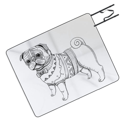 Pimlada Phuapradit pug line art Picnic Blanket