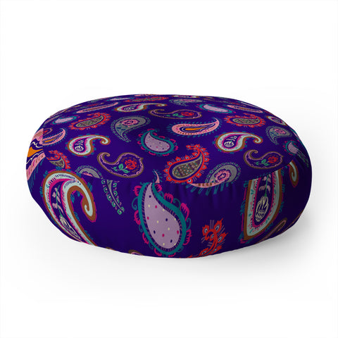 Pimlada Phuapradit Purple Paisleys Floor Pillow Round