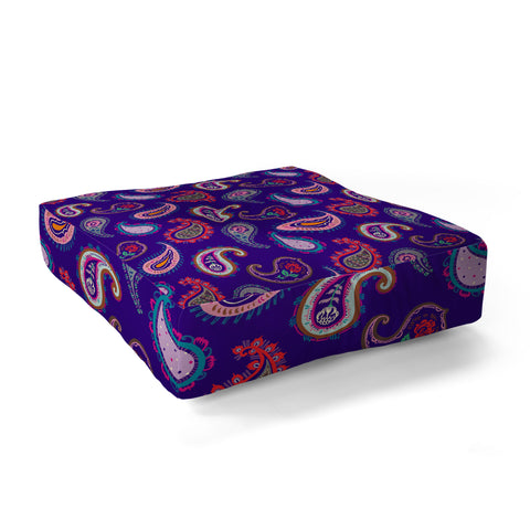 Pimlada Phuapradit Purple Paisleys Floor Pillow Square