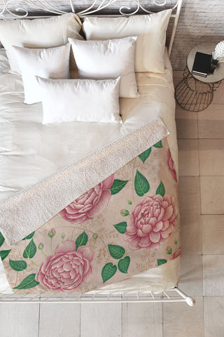 Pimlada Phuapradit Rose and Fern Fleece Throw Blanket