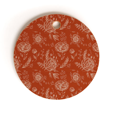 Pimlada Phuapradit Sienna floral linework Cutting Board Round