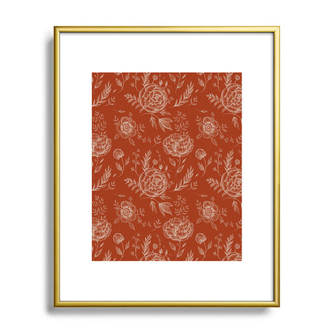 Pimlada Phuapradit Sienna floral linework Metal Framed Art Print
