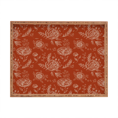 Pimlada Phuapradit Sienna floral linework Rectangular Tray