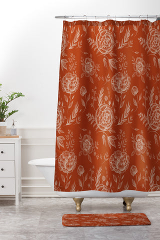Pimlada Phuapradit Sienna floral linework Shower Curtain And Mat