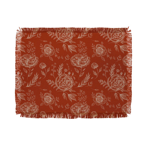 Pimlada Phuapradit Sienna floral linework Throw Blanket