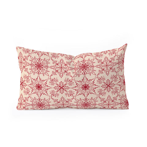 Pimlada Phuapradit Snowflake pattern red Oblong Throw Pillow
