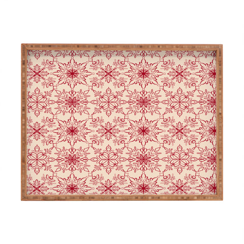 Pimlada Phuapradit Snowflake pattern red Rectangular Tray