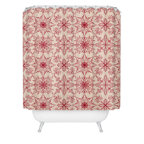 Pimlada Phuapradit Snowflake pattern red Shower Curtain