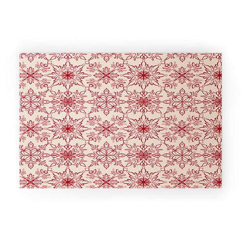 Pimlada Phuapradit Snowflake pattern red Welcome Mat