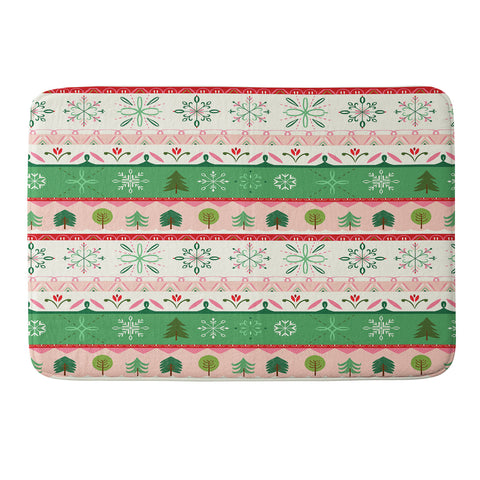 Pimlada Phuapradit snowflake stripes Memory Foam Bath Mat