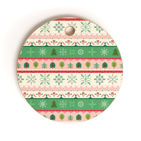 Pimlada Phuapradit snowflake stripes Cutting Board Round