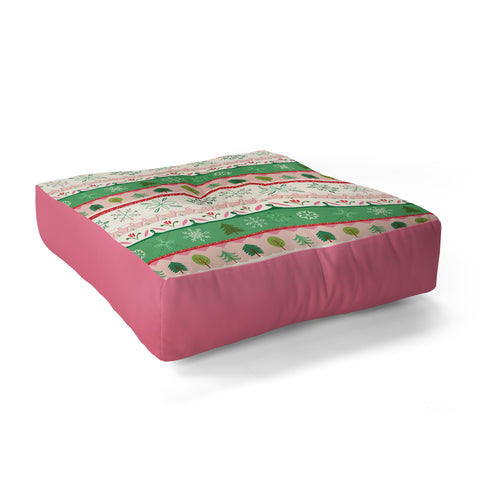 Pimlada Phuapradit snowflake stripes Floor Pillow Square