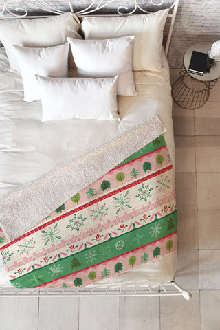 Pimlada Phuapradit snowflake stripes Fleece Throw Blanket